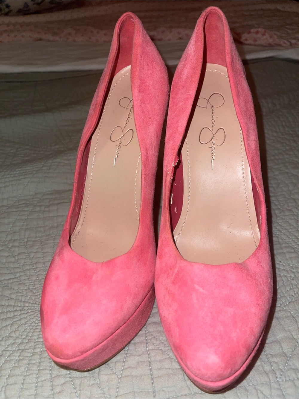 Jessica Simpson Coral Suede Platform Pumps - Coral